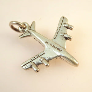 Passenger AIRPLANE .925 Sterling Silver 3-D Charm Pendant Jet Airliner Plane  vh13