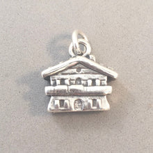 Load image into Gallery viewer, CHALET .925 Sterling Silver 3-D Charm Pendant Swiss Alps Bavaria Winter Ski Lodge Mountain ts10