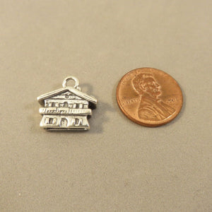 CHALET .925 Sterling Silver 3-D Charm Pendant Swiss Alps Bavaria Winter Ski Lodge Mountain ts10