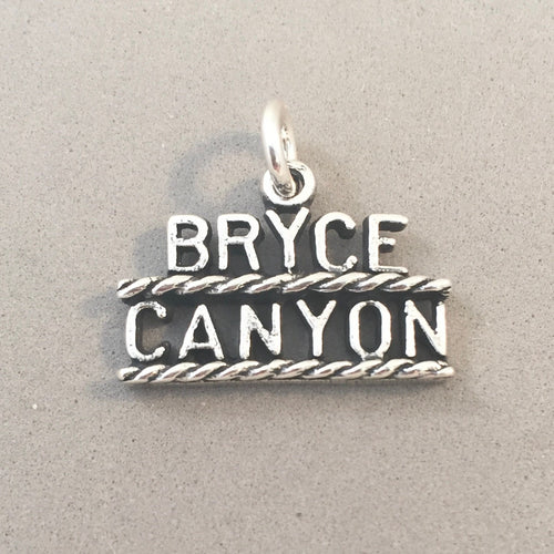 Sale! BRYCE CANYON Words .925 Sterling Silver Charm Pendant National Park Utah Travel Tourist Hike pm110