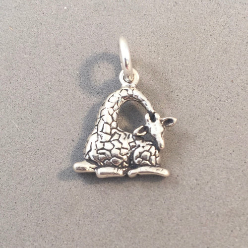 Sale! GIRAFFE Sitting .925 Sterling Silver Charm Safari Pendant an115