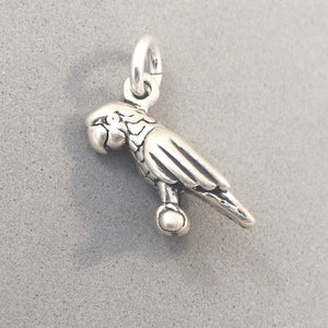 PARROT .925 Sterling Silver 3-D Charm Pendant Bird Tropical Rainforest Exotic Macaw Parakeet BF02