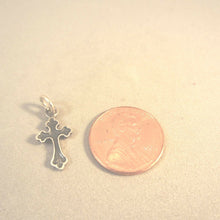 Load image into Gallery viewer, BUDDED CROSS .925 Sterling Silver Charm Pendant Oxidized Faith Religion fa03