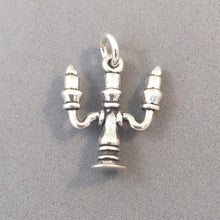 Load image into Gallery viewer, CANDELABRA .925 Sterling Silver 3-D Charm Pendant Home Decor Candlestick 3 Candle Sticks New GT03