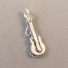 Load image into Gallery viewer, ACOUSTIC GUITAR .925 Sterling Silver 3-D Charm Pendant Music Instrument Spanish with Strap Band HB12