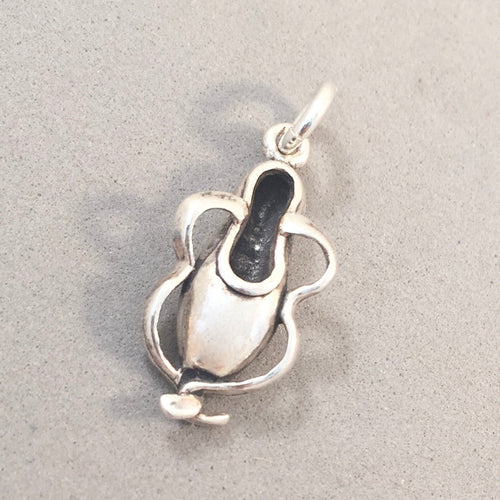 Sale! BALLET SLIPPER .925 Sterling Silver3-D Charm Pendant Shoe Lace Toe Dance Ballerina New sp126