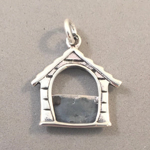 DOG HOUSE .925 Sterling Silver Charm Holds Photo Picture Frame Pendant Puppy Doghouse Pet an38