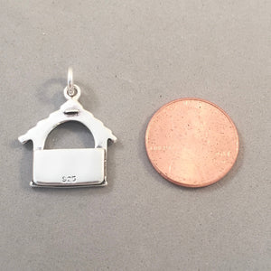 DOG HOUSE .925 Sterling Silver Charm Holds Photo Picture Frame Pendant Puppy Doghouse Pet an38