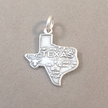 Load image into Gallery viewer, Sale! TEXAS .925 Sterling Silver State Map Charm travel tourist Dallas Houston El Paso San Antonio Austin sttx