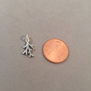 CORAL BRANCH Tiny .925 Sterling Silver 3-D Charm Pendant Snorkel Scuba Dive Diving Beach nt24