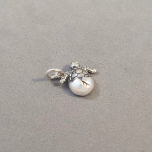 HATCHING Baby SEA TURTLE Small .925 Sterling Silver Tiny Charm Pendant Beach Ocean Egg nt34