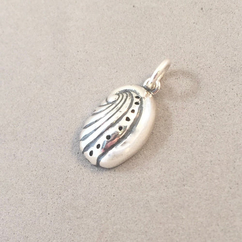 ABALONE SHELL .925 Sterling Silver 3-D Charm Pendant Beach Diving Sea Seashell Ocean CA03