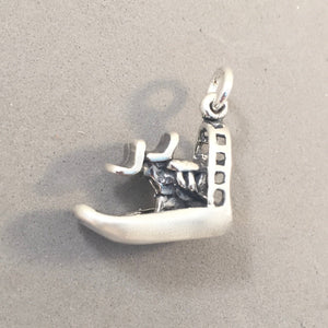 AIRBOAT .925 Sterling Silver Charm Pendant Florida Everglades National Park Alligator Crocodile nt73