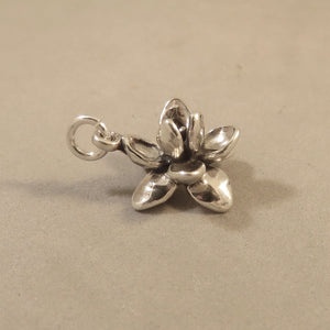 Sale! LOTUS .925 Sterling Silver 3-D Charm Pendant Waterlily Lily Pad Lilies Bloom Flower Garden GA127