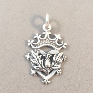 LUCKENBOOTH Detailed .925 Sterling Silver 3-D harm Pendant Scotland Celtic Symbol Crown Heart Thistle TB66