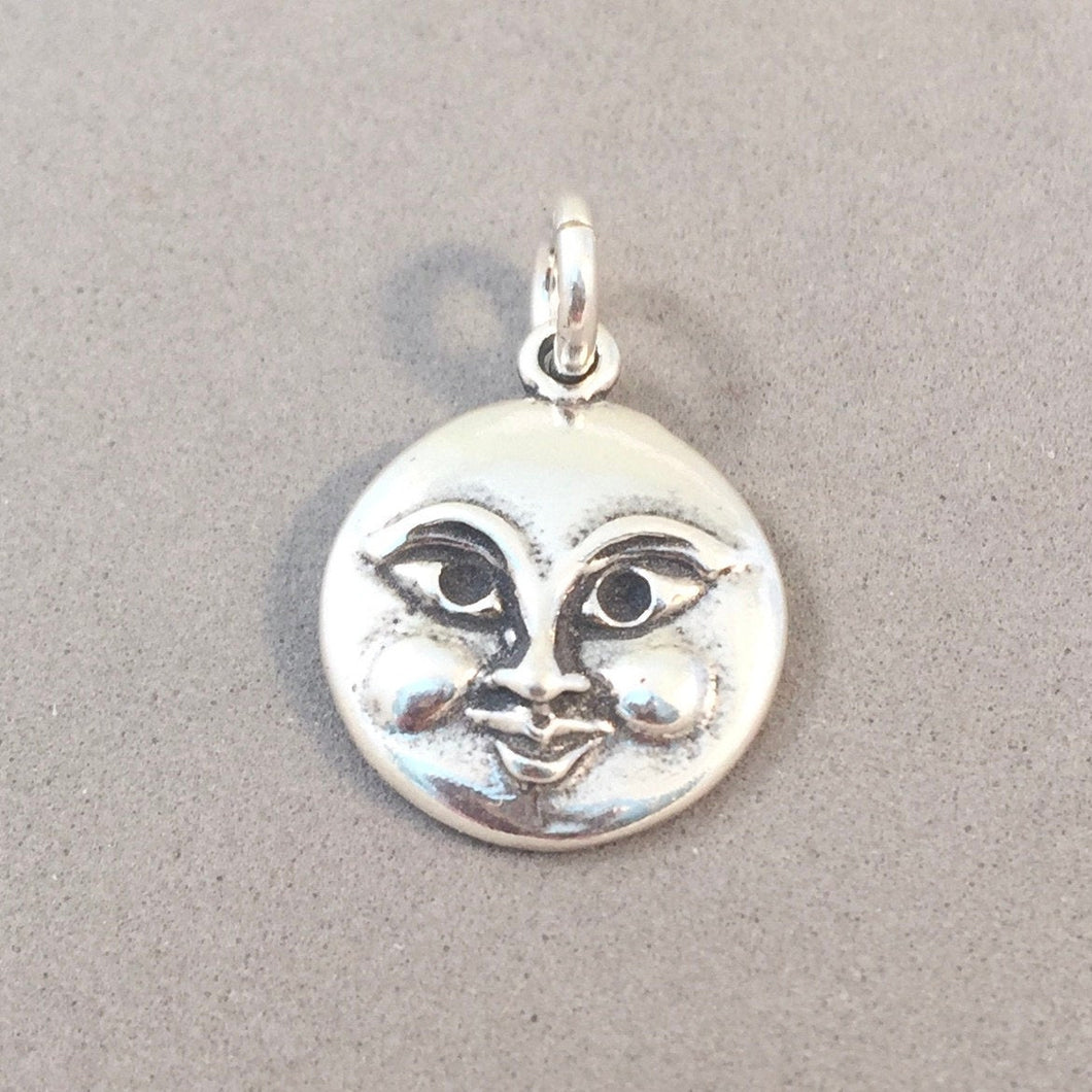 Sale! FULL MOON FACE Charm .925 Sterling Silver Charm Pendant Round Ce –  Haylee's Silver