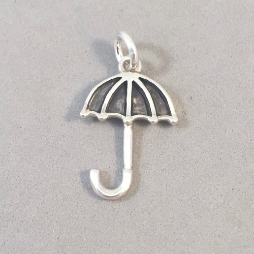 UMBRELLA .925 Sterling Silver 3-D Charm Pendant Rain Sun Open Parasol Fashion Accessories du18