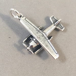 FLOATPLANE .925 Sterling Silver 3-D Charm Pendant Seaplane Float Plane Alaska Seattle Airplane  vh05