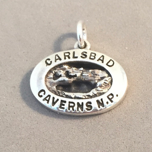 CARLSBAD CAVERNS National Park .925 Sterling Silver Charm Pendant Cave Entrance with Bats np72