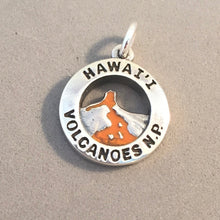 Load image into Gallery viewer, HAWAI&#39;I VOLCANOES National Park .925 Sterling Silver Charm Pendant Enamel Lava Flow Souvenir np70