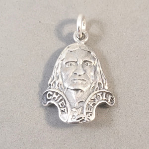 CHIEF SEATTLE .925 Sterling Silver Charm Pendant Suquamish Duwamish Native American Indian NW09