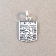 Load image into Gallery viewer, BRUGGE .925 Sterling Silver Charm Pendant Belgium Travel Shield Crest Coat of Arms Souvenir td11