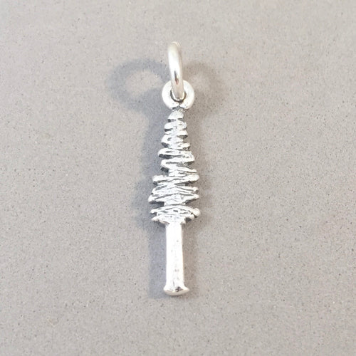 FIR TREE .925 Sterling Silver Charm Pendant Double Sided Evergreen Arboretum Forest Park ga20