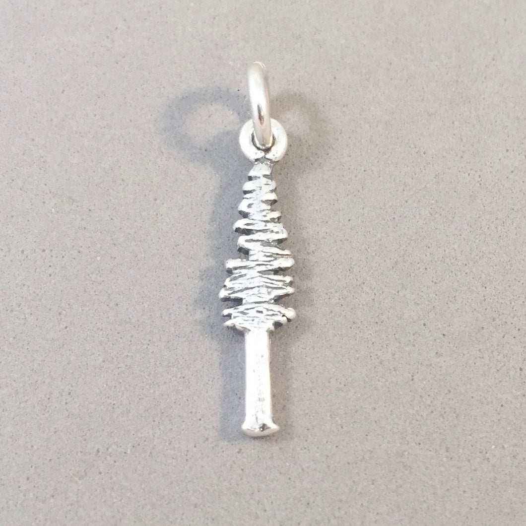 FIR TREE .925 Sterling Silver Charm Pendant Double Sided Evergreen Arboretum Forest Park ga20