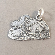 Load image into Gallery viewer, BERMUDA .925 Sterling Silver Charm Pendant Map Hamilton St. George Caribbean Souvenir Island TR11