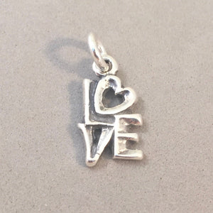 LOVE with HEART .925 Sterling Silver Charm Pendant Word Symbol CL01