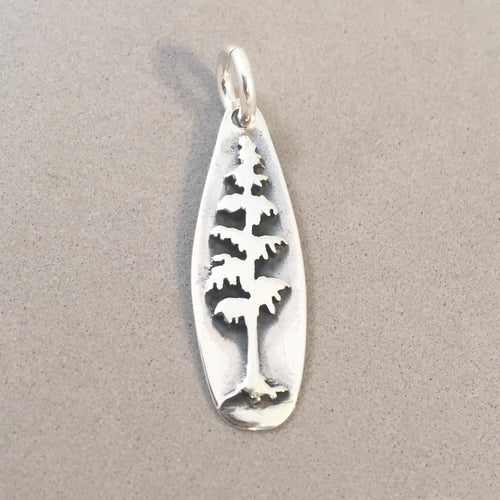 EVERGREEN TREE .925 Sterling Silver Charm Pendant Spruce Cedar Fir Pine Arboretum Forest Park ga16