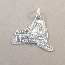 Load image into Gallery viewer, Sale! NEW YORK .925 Sterling Silver State Map Charm travel tourist Albany Rochester Niagara Falls ST-NY