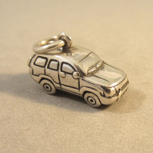 SUV .925 Sterling Silver 3-D Charm Pendant Sport Utility Vehicle Wagon Transportation Car vh26