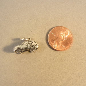 SUV .925 Sterling Silver 3-D Charm Pendant Sport Utility Vehicle Wagon Transportation Car vh26