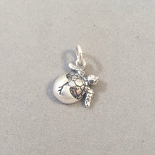 Load image into Gallery viewer, HATCHING Baby SEA TURTLE Small .925 Sterling Silver Tiny Charm Pendant Beach Ocean Egg nt34