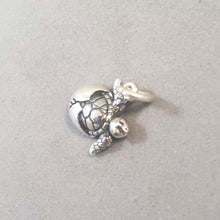 Load image into Gallery viewer, HATCHING Baby SEA TURTLE Small .925 Sterling Silver Tiny Charm Pendant Beach Ocean Egg nt34