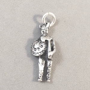 VIKING WARRIOR .925 Sterling Silver Charm Pendant Nordic Scandinavia Denmark Sweden Norway tn02