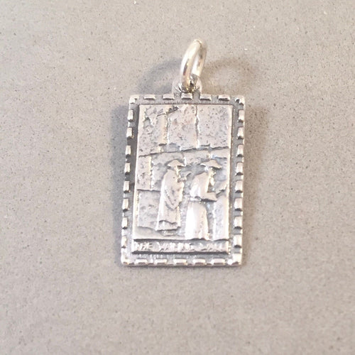 WAILING WALL .925 Sterling Silver Charm Pendant Worship Pray Jewish Jerusalem Israel tz21