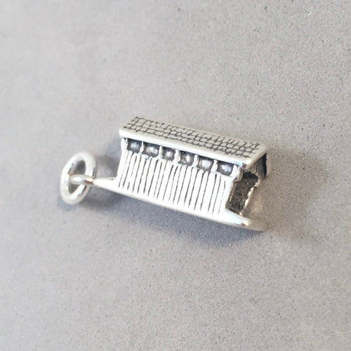 COVERED BRIDGE .925 Sterling Silver Charm Pendant Landmark Bracelet Souvenir tu25