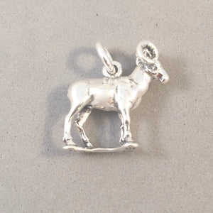 BIG HORN SHEEP .925 Sterling Silver 3-D Charm Pendant Bracelet Ram Forest Animal an09