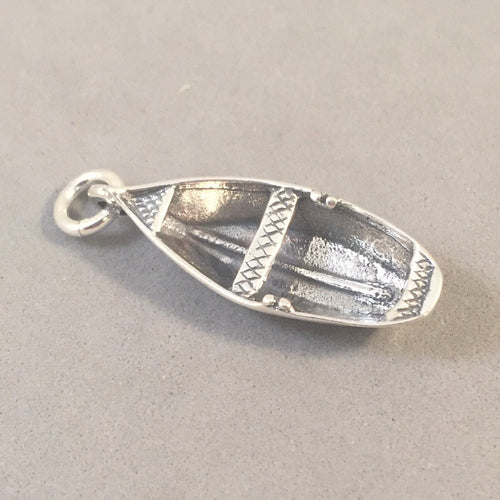 ROW BOAT .925 Sterling Silver 3-D Charm Bracelet Pendant Skiff Dingy Paddle nt50