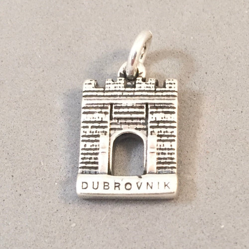 DUBROVNIK .925 Sterling Silver Charm Pendant Croatia Ploce Gate Old City Walls te05