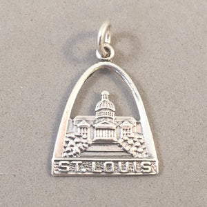 ST. LOUIS .925 Sterling Silver Charm Pendant Gateway Arch Capital National Park Souvenir tu12