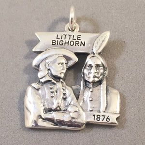 LITTLE BIGHORN Large .925 Sterling Silver Charm Pendant Battle of Sitting Bull Custer National Monument pm51