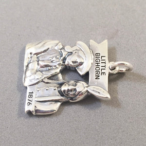 LITTLE BIGHORN Large .925 Sterling Silver Charm Pendant Battle of Sitting Bull Custer National Monument pm51