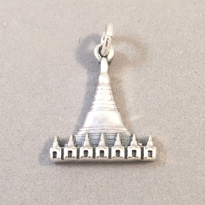 SHWEDAGON PAGODA .925 Sterling Silver Charm Pendant Buddhist Stupa Yangon Myanmar Burma ta07