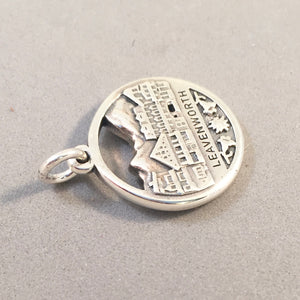 LEAVENWORTH .925 Sterling Silver Charm Pendant Washington Travel Souvenir nw18