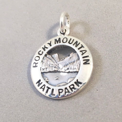 ROCKY MOUNTAIN National Park .925 Sterling Silver Charm Pendant Colorado Dream Lake Souvenir np74