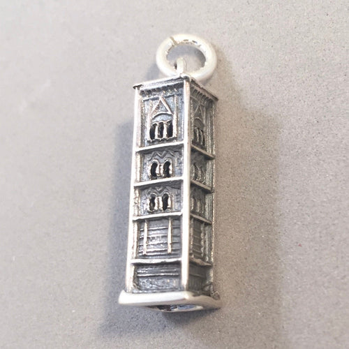 GIOTTO'S CAMPANILE .925 Sterling Silver 3-D Charm Pendant Florence Tower Cathedral Souvenir ti12