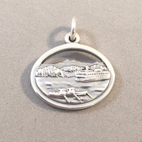 SAN JUAN ISLANDS .925 Sterling Silver Charm Pendant Friday Harbor Washington Souvenir nw17